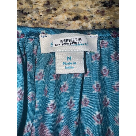 NWOT Sundance Boho Maxi Dress Floral Print Slip Blue/Pink M Gypsy Santa Fe - Picture 7 of 11